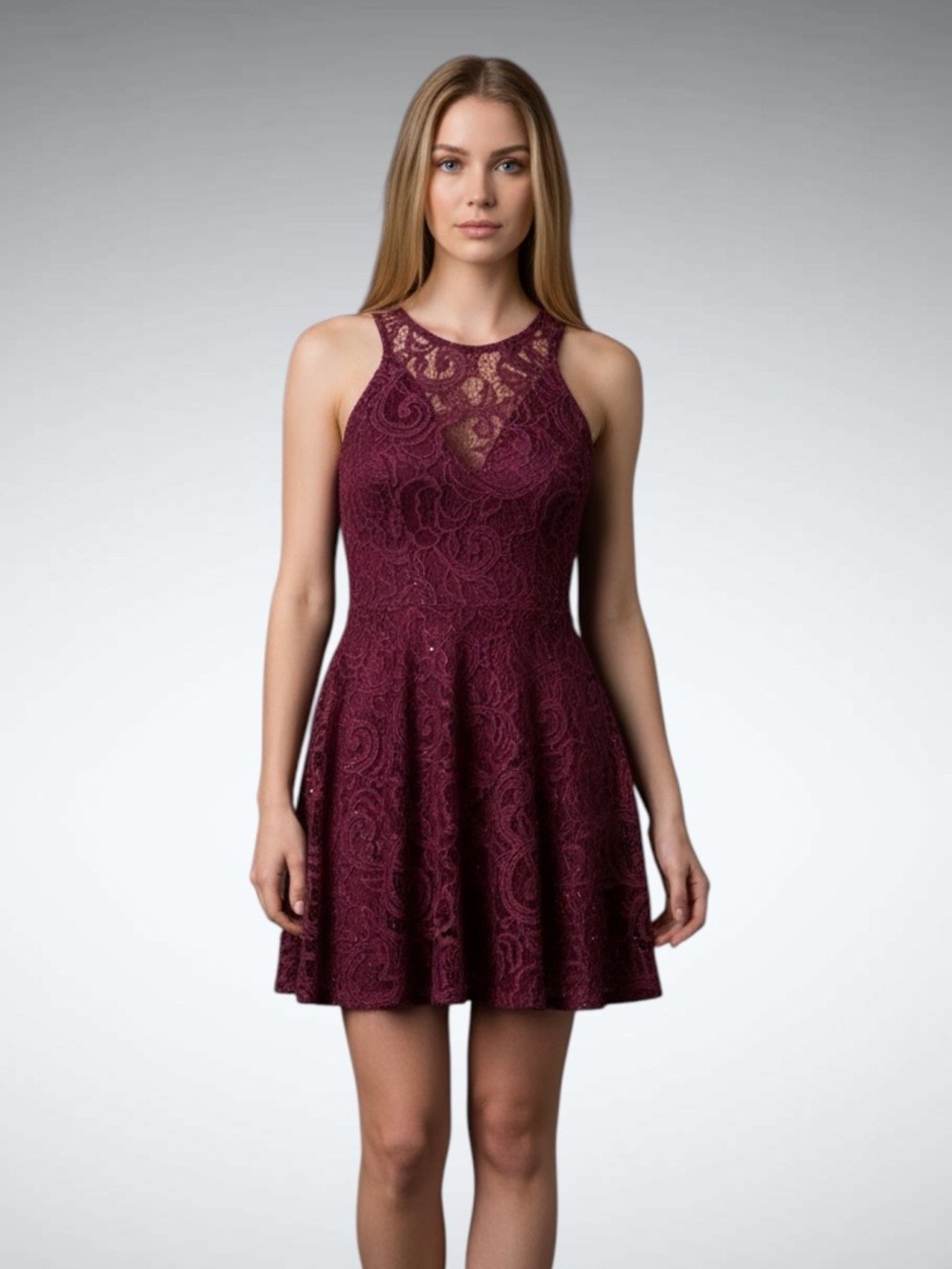 Xtraordinary - Lace Cocktail or Prom Dress - Burgundy - Size 3